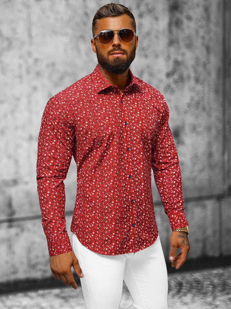 Koszula męska czerwona OZONEE O/3722Z