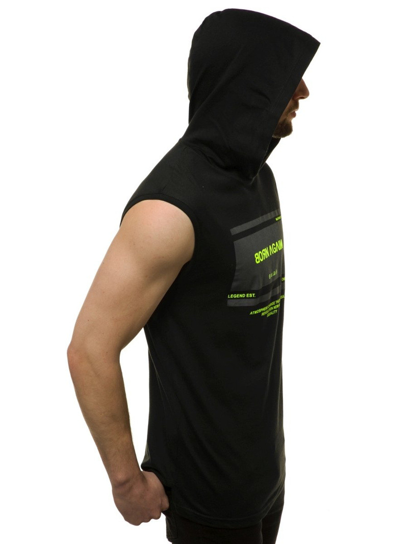 T-Shirt bez rękawów męski czarno-żółty OZONEE MACH/M1152Z