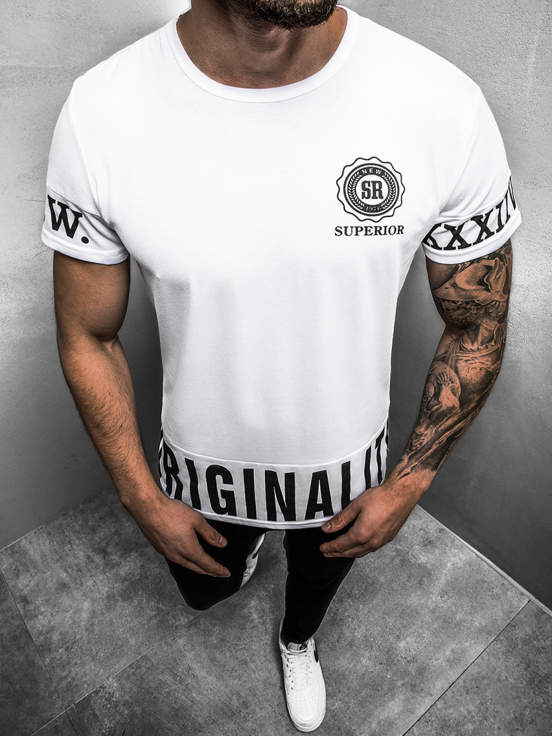T-Shirt męski biały OZONEE JS/SS11095Z