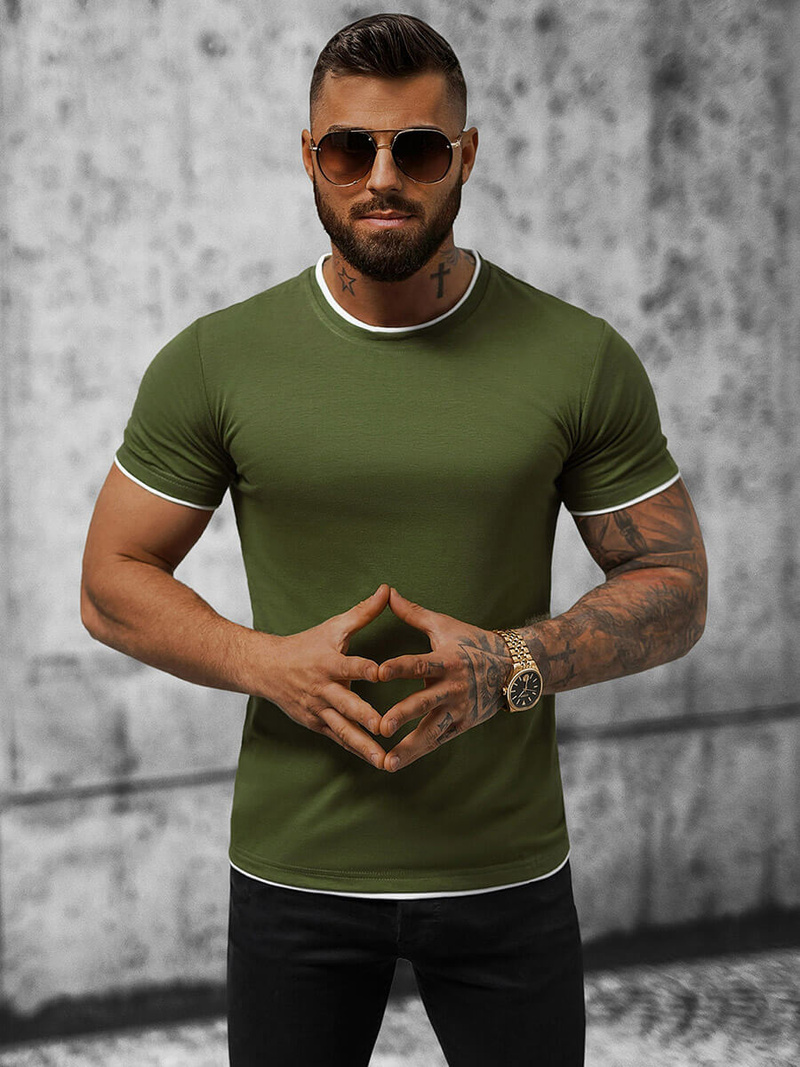 T-shirt męski zielony OZONEE JS/8T227/29