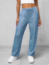 Spodnie damskie z szeroką nogawką niebieskie OZONEE O/HGM6610