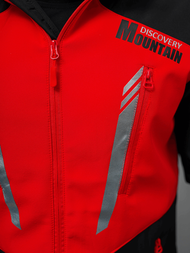 Kurtka softshell męska z kapturem czarno-czerwona OZONEE JS/HH022/1CZ