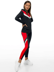 Komplet dresowy dwuczęściowy czarno-czerwony OZONEE JS/YW06005/1/5