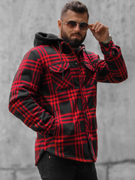 Koszula flanelowa męska ocieplana czarno-czerwona OZONEE O/3A91/4