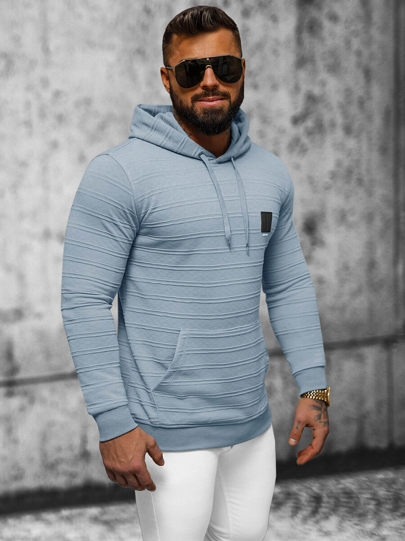 Bluza z kapturem męska niebieska OZONEE O/TB2272