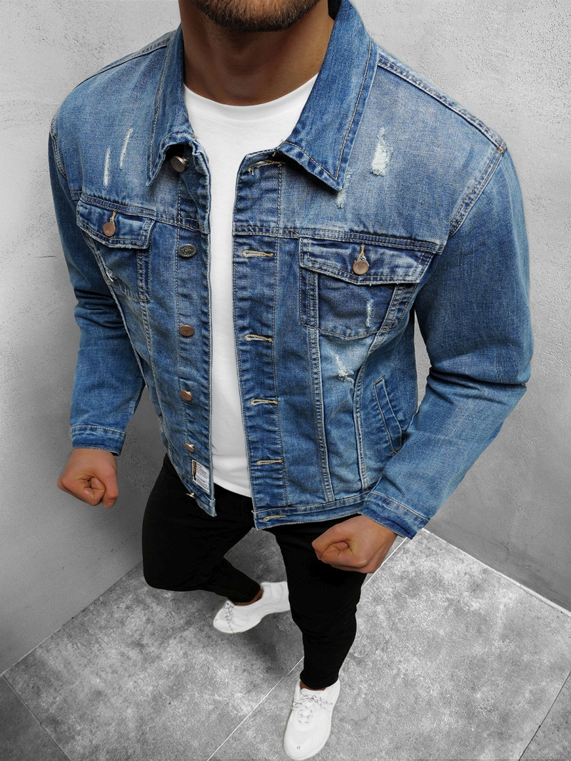 Чоловіча джинсова куртка Синя OZONEE NB/MJ500B