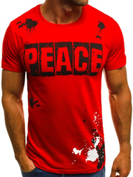 T-Shirt męski z nadrukiem czerwony OZONEE O/1172