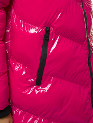 Kurtka zimowa damska parka z futerkiem różowa OZONEE JS/M23069/3