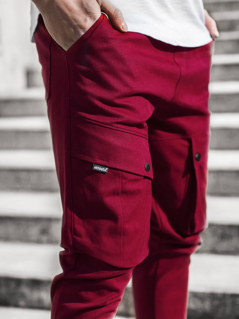 Spodnie męskie joggery bordowe OZONEE A/1003