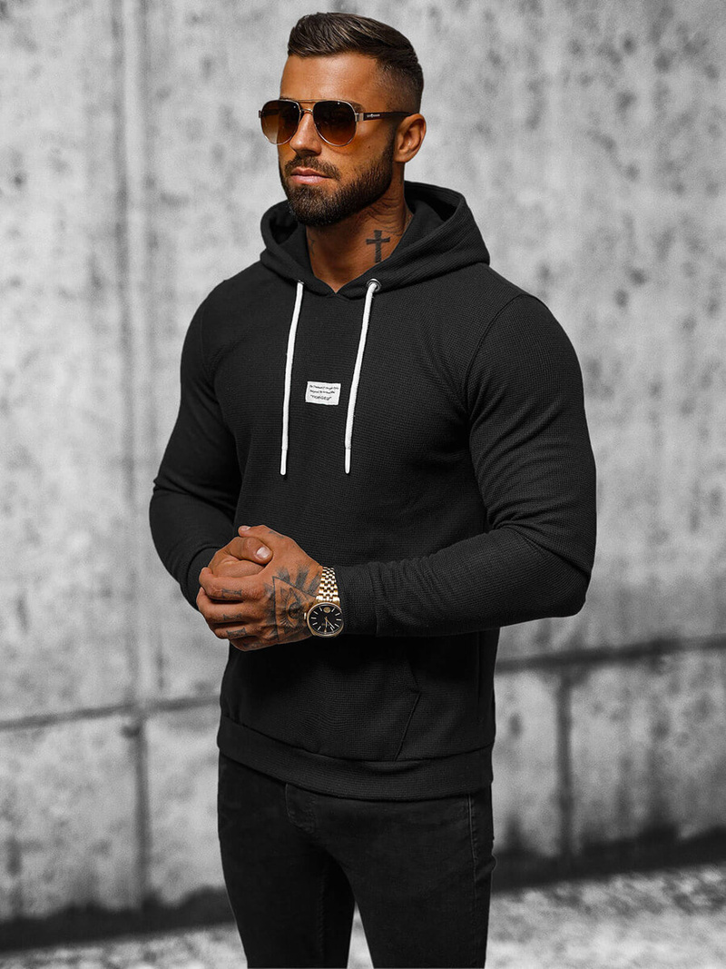 Bluza z kapturem męska czarna OZONEE O/TB2216