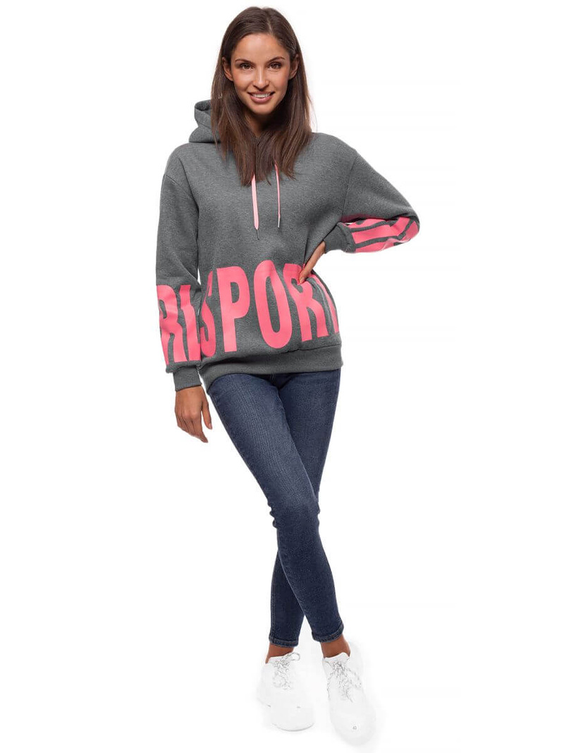 Bluza z kapturem damska grafitowa OZONEE JS/B26034