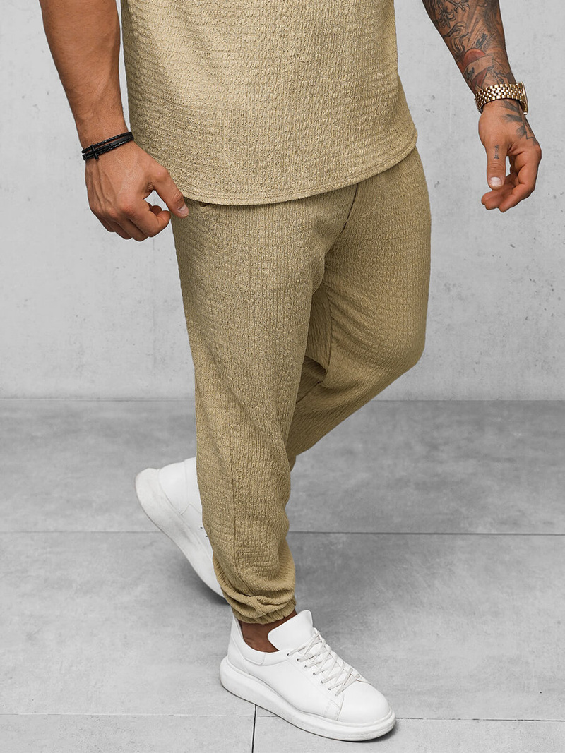 Spodnie dresowe męskie camelowe OZONEE O/K960SP