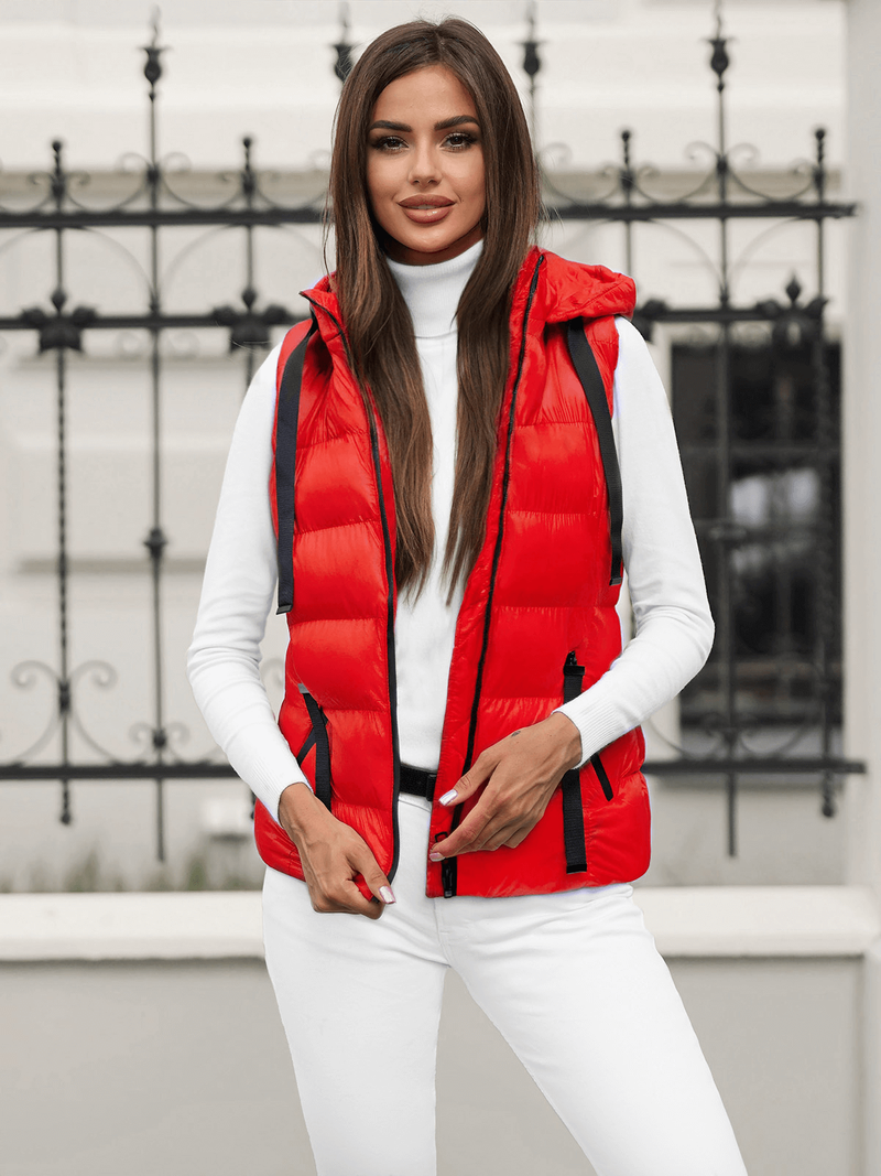 Kamizelka damska pikowana czerwona OZONEE JS/5M3133/270Z