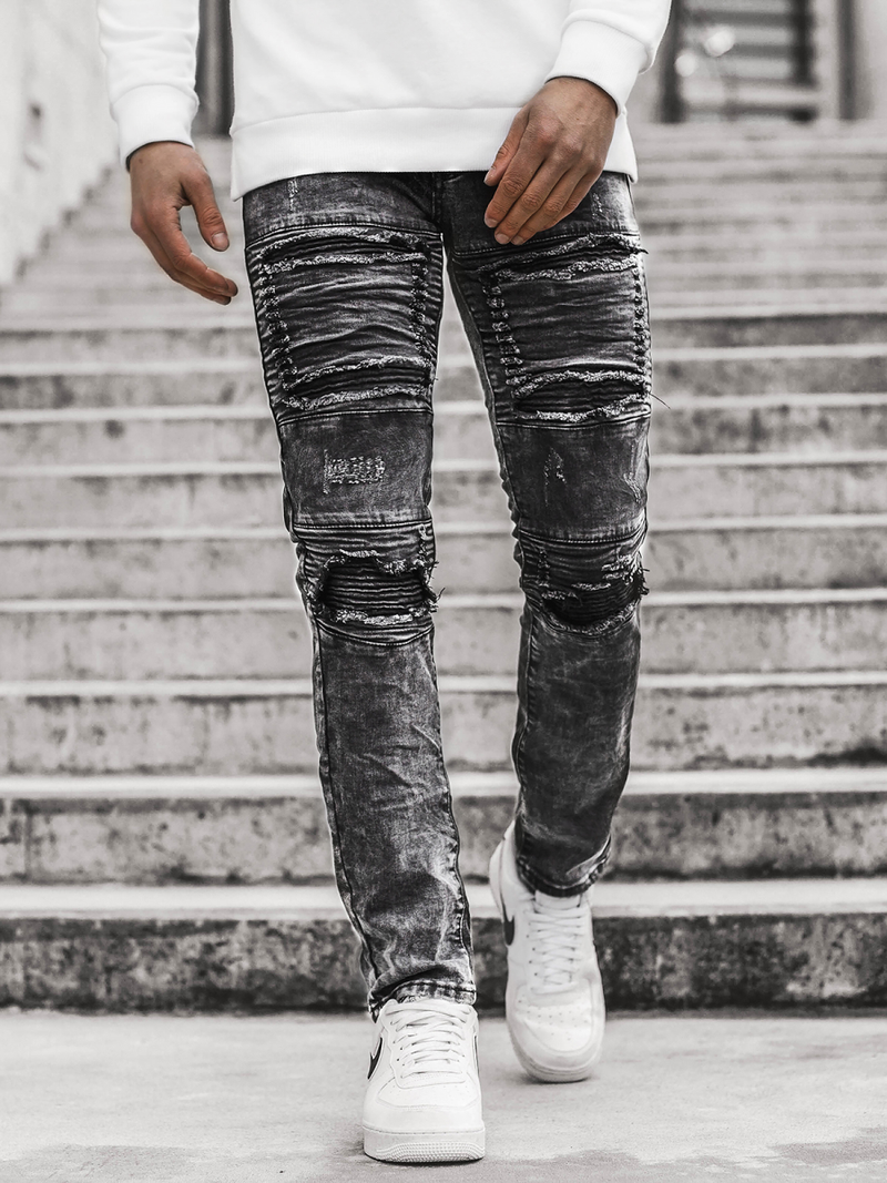 Spodnie męskie jeans czarne OZONEE V/19286