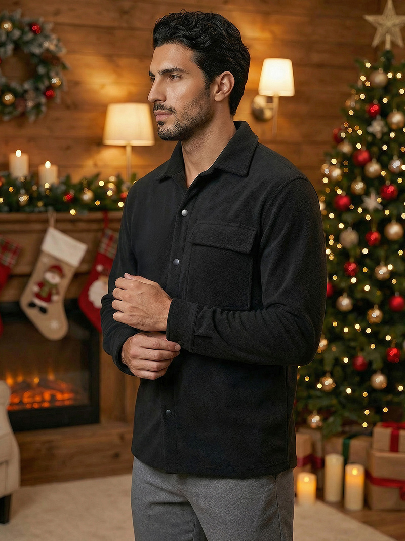 Класична сорочка чоловіча чорна OZONEE O/GOM23040Z