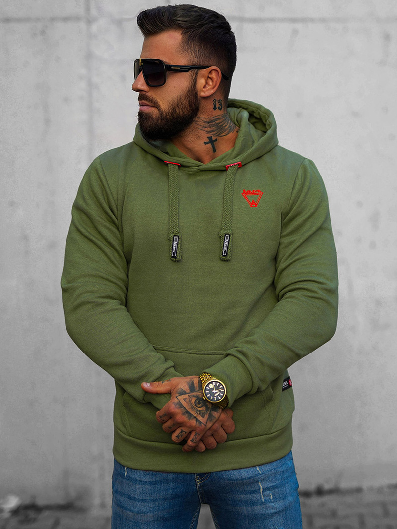 Bluza z kapturem męska zielona OZONEE O/H1060