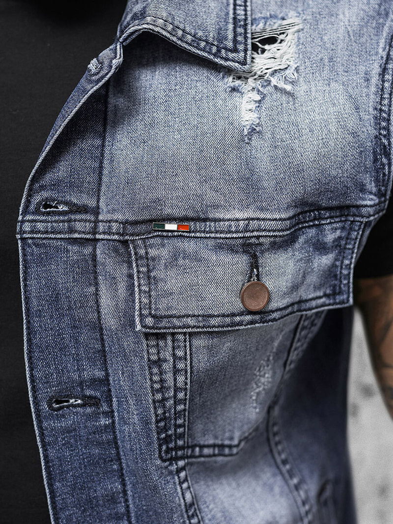 Безрукавка джинсова куртка Синя OZONEE NB/MJ539B