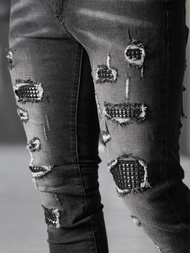 Spodnie jeansowe męskie slim fit czarne OZONEE NB/MP0152NZ