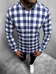 Сорочка чоловіча темно-синій та білий OZONEE O/3011/15