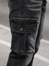 Spodnie jeansowe joggery męskie czarne OZONEE NB/MP0108N