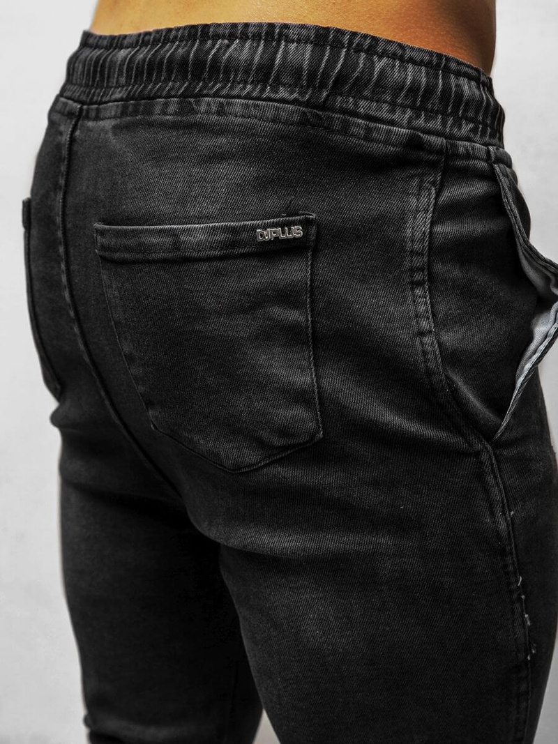 Spodnie jeansowe joggery męskie czarne OZONEE DJ/5672