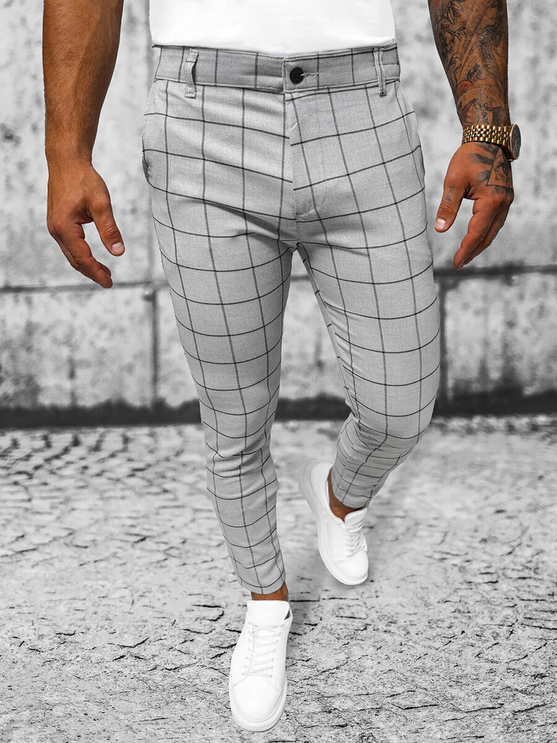 Spodnie męskie chino materiałowe szare OZONEE O/2000