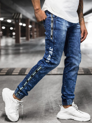 Spodnie jeansowe joggery męskie niebieskie OZONEE DR/TF084