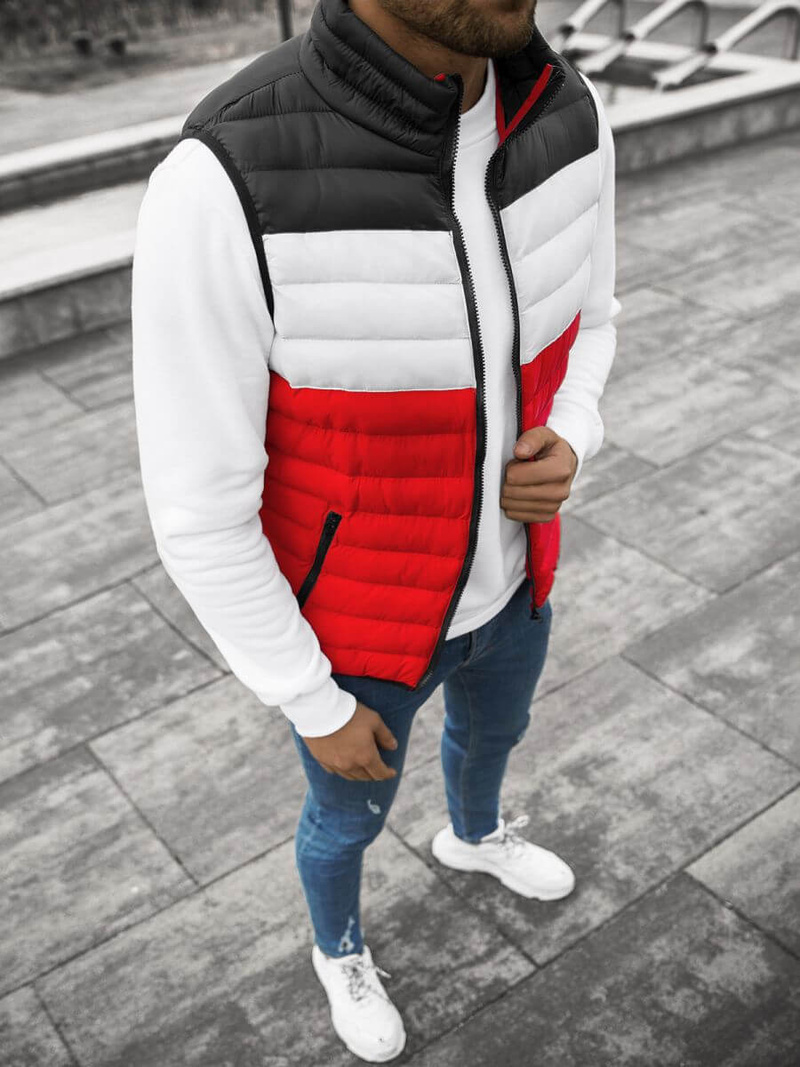 Kamizelka męska pikowana czarno-czerwona OZONEE JS/M13076/270Z