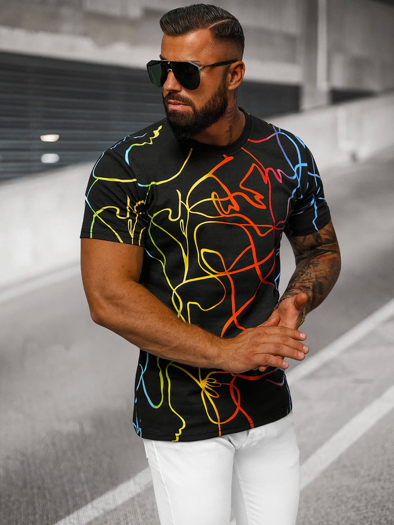 T-shirt męski czarny OZONEE O/T1273/3