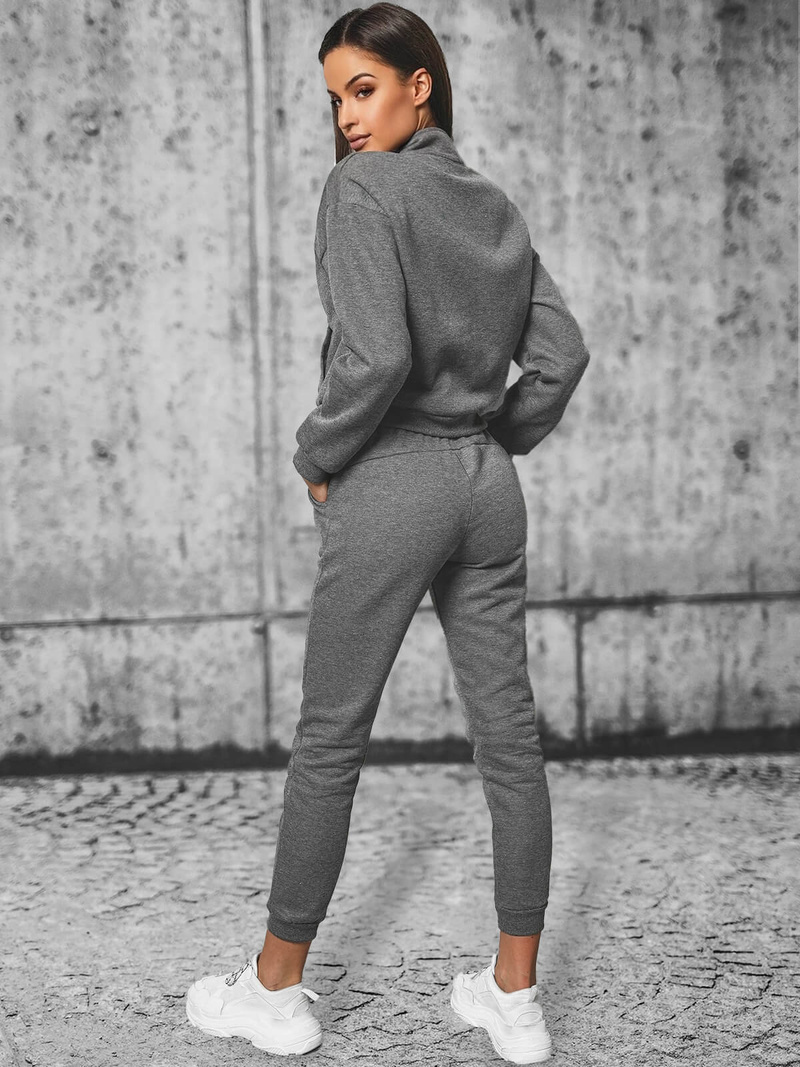 Komplet dresowy dwuczęściowy damski grafitowy OZONEE JS/8C70/5