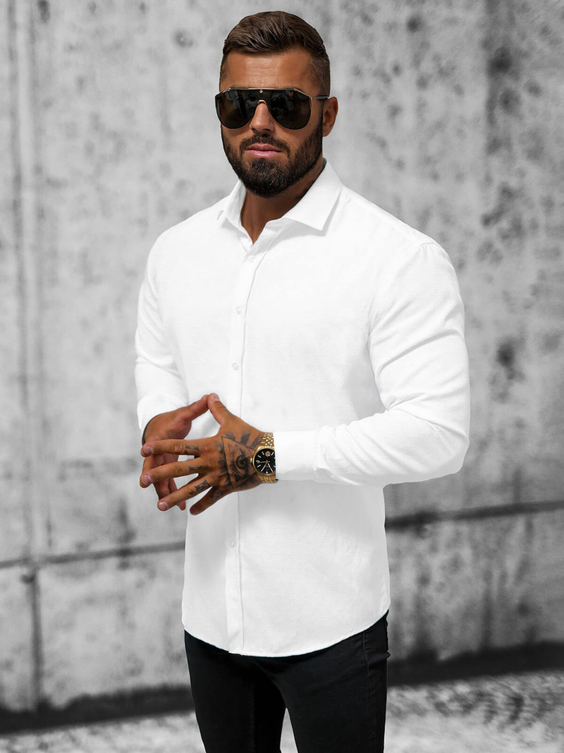 Koszula męska biała OZONEE O/3778