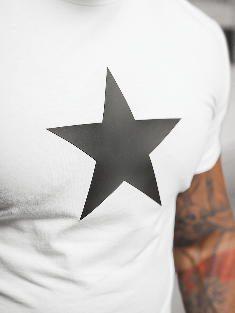 T-shirt męski slim fit biały OZONEE NB/MT3067