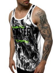 T-Shirt męski bez rękawów biały OZONEE JS/SS11033