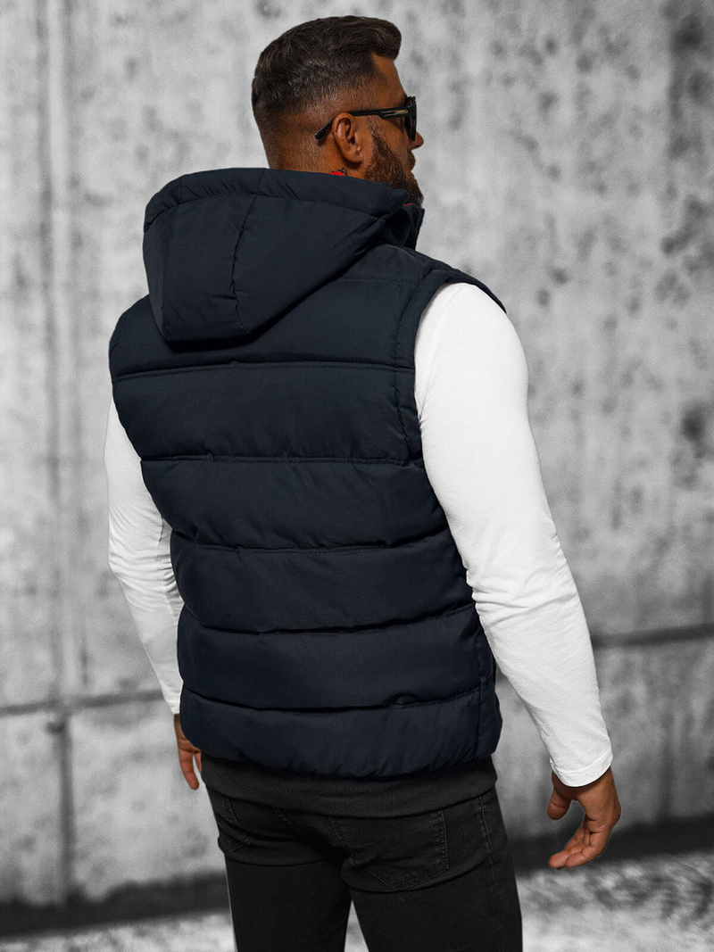 Kamizelka męska z kapturem granatowa OZONEE JS/84M3027/215