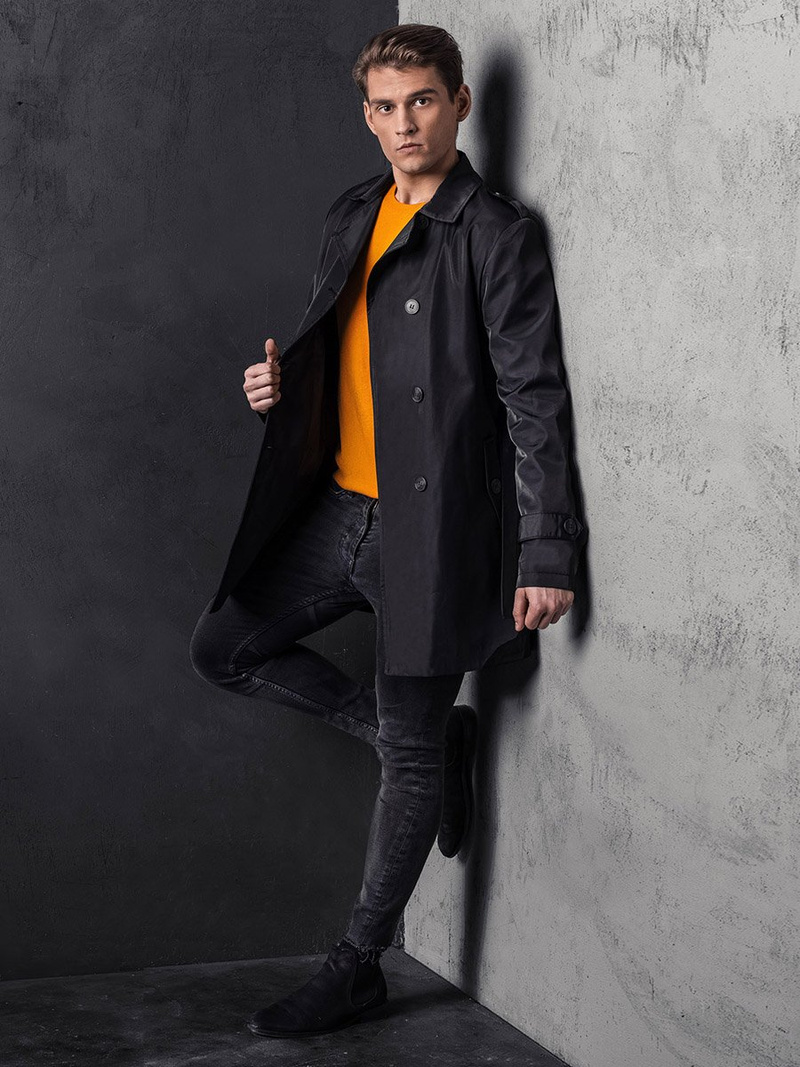 Płaszcz męski czarny OZONEE O/5624