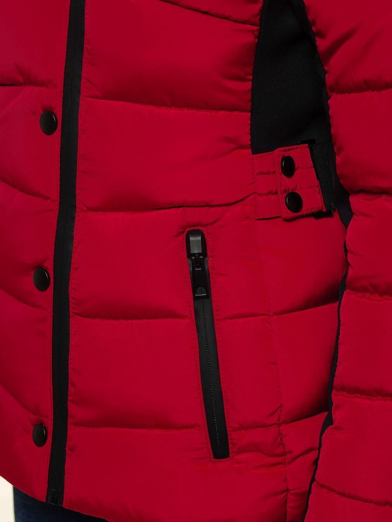 Kurtka zimowa damska z futerkiem bordowa OZONEE O/DK066/4