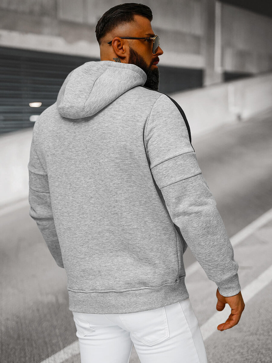 Bluza z kapturem męska szara OZONEE JS/8B1318/2 | OZONEE