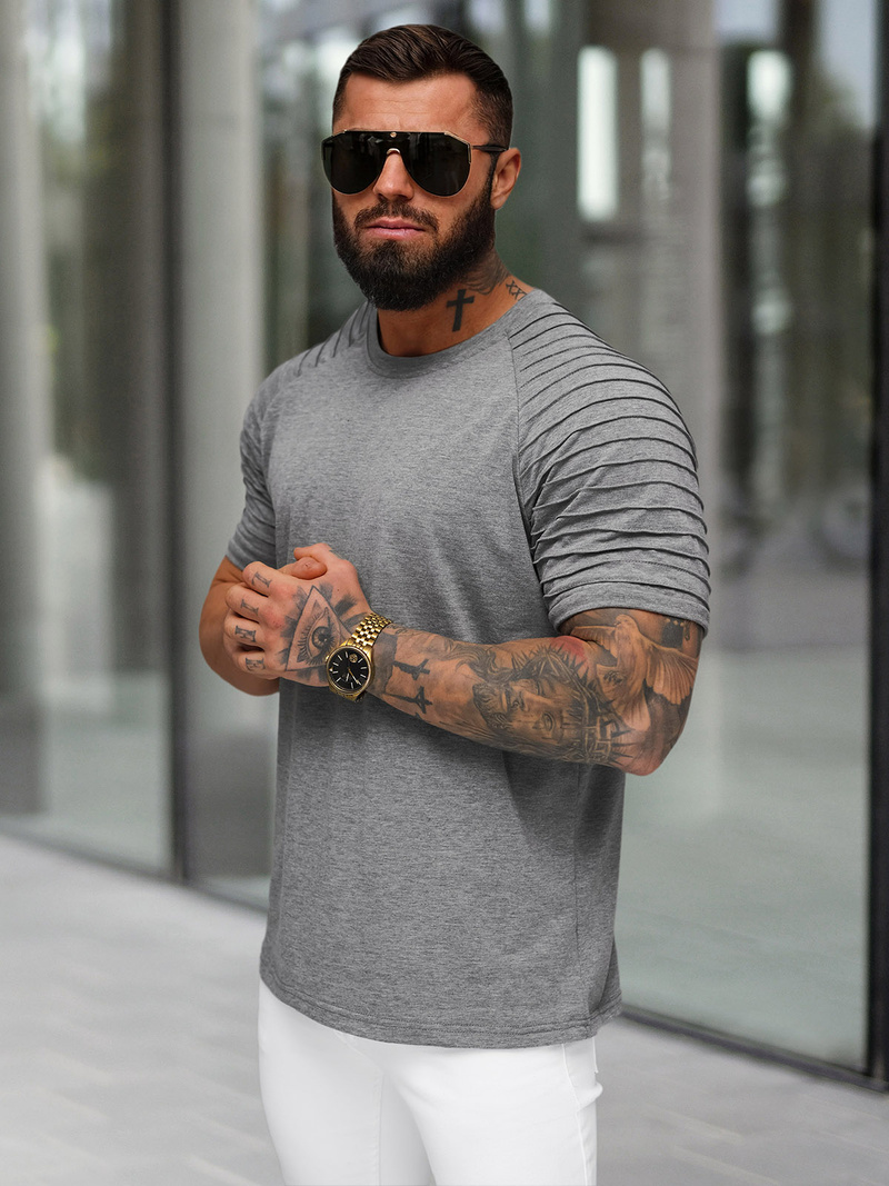 T-shirt męski grafitowy OZONEE JS/8T88/5Z