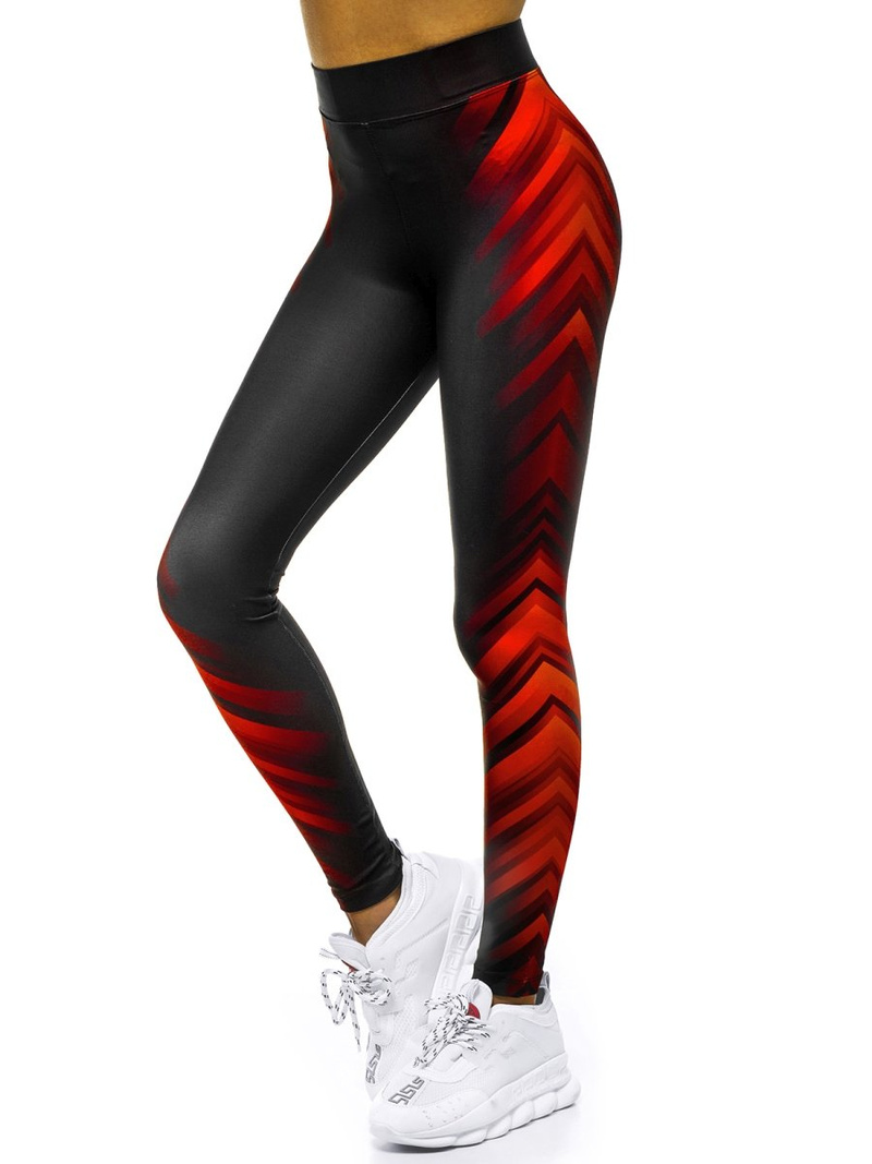 Legginsy damskie czarno-czerwone OZONEE O/20720
