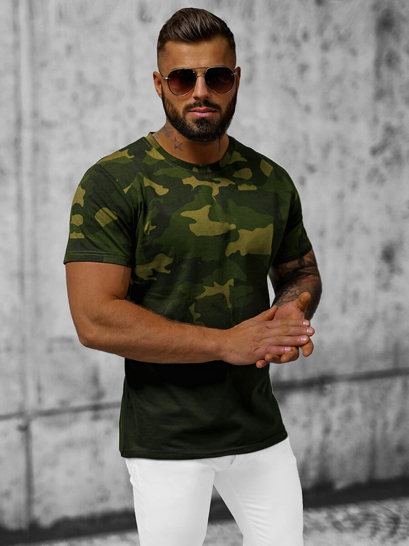 T-shirt męski zielony OZONEE JS/8T86/29Z