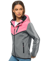 Kurtka softshell damska z kapturem szara OZONEE JS/KSW6006