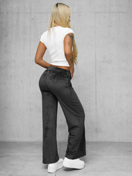 Spodnie damskie welurowe z szeroką nogawką grafitowe OZONEE JS/92K531/5