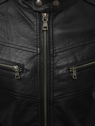 Kurtka skórzana męska czarno-biała OZONEE YD/BF59359Z