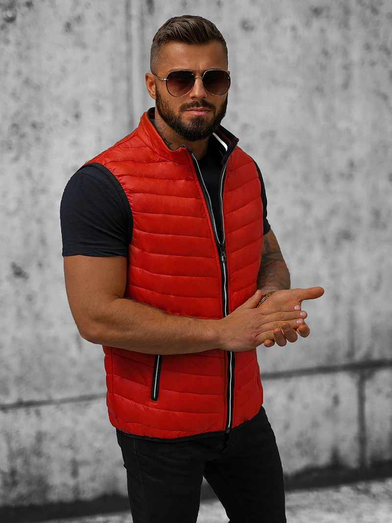 Kamizelka męska pikowana ciemno-czerwona OZONEE N/7103/5Z