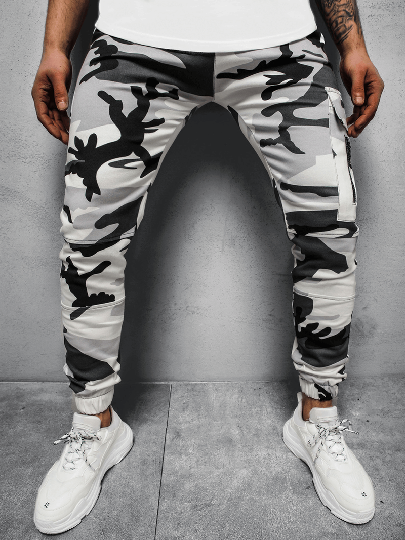 Spodnie męskie chino joggery czarno-białe OZONEE O/11104