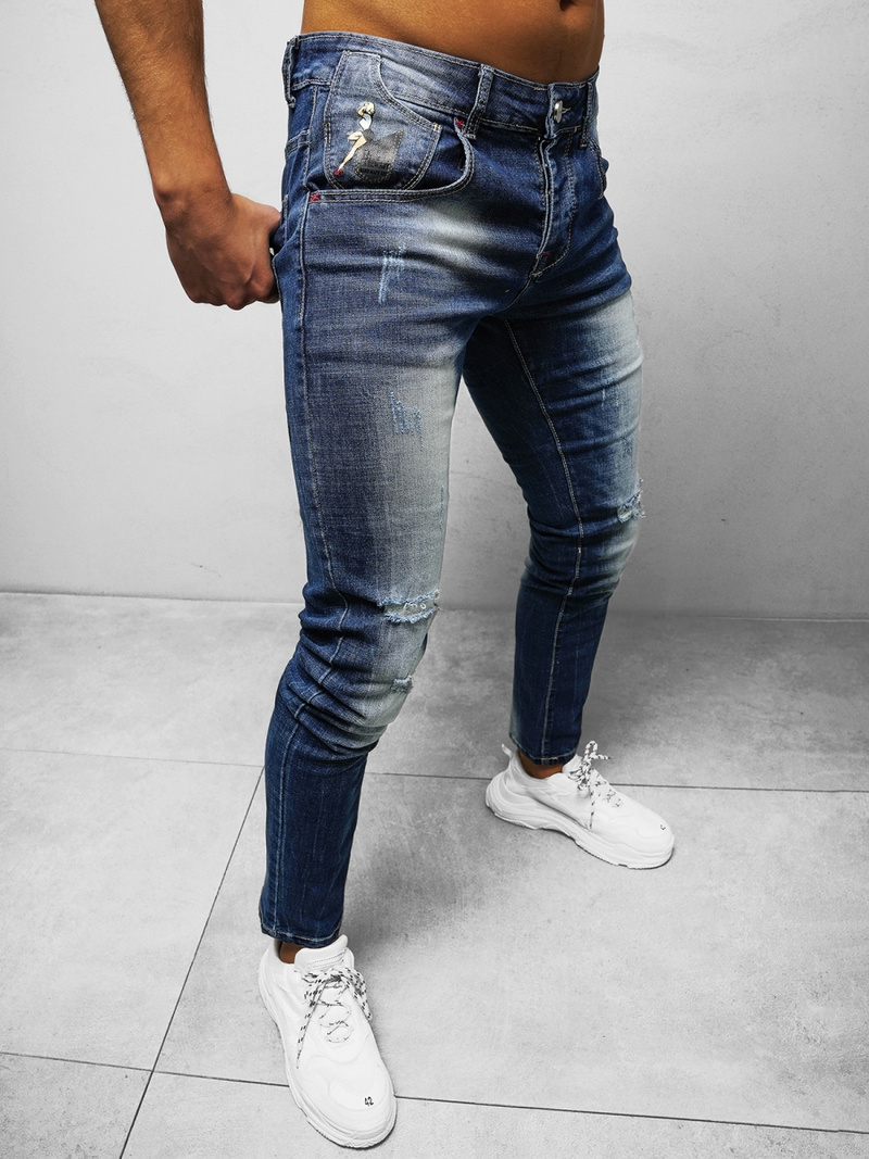 Spodnie jeansowe męskie niebieskie OZONEE NB/MP0024B