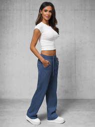 Spodnie jeansowe damskie wide leg niebieskie OZONEE O/330098