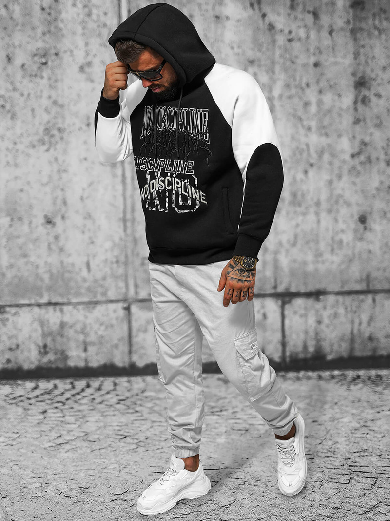 Bluza z kapturem oversize czarna OZONEE O/SWE23037