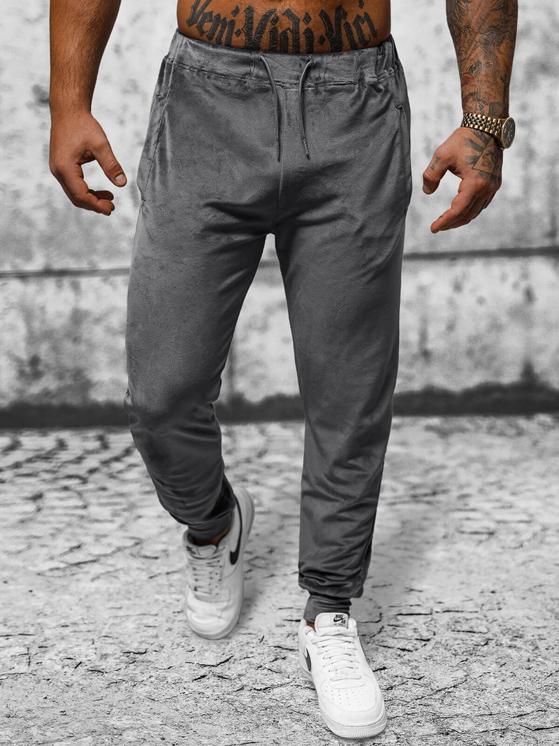 Чоловічі чорні велюрові спортивні Графітові OZONEE JS/8K1172/6