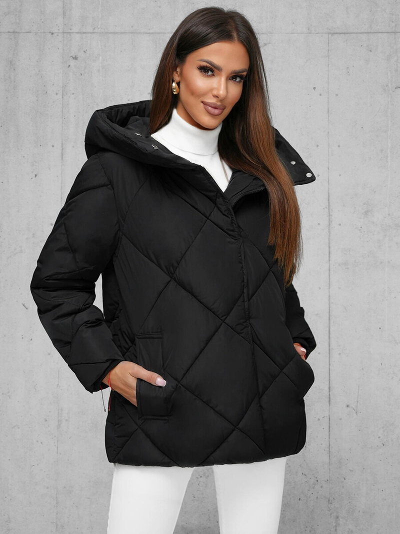 Kurtka zimowa damska pikowana czarna OZONEE JS/5M3175/392Z